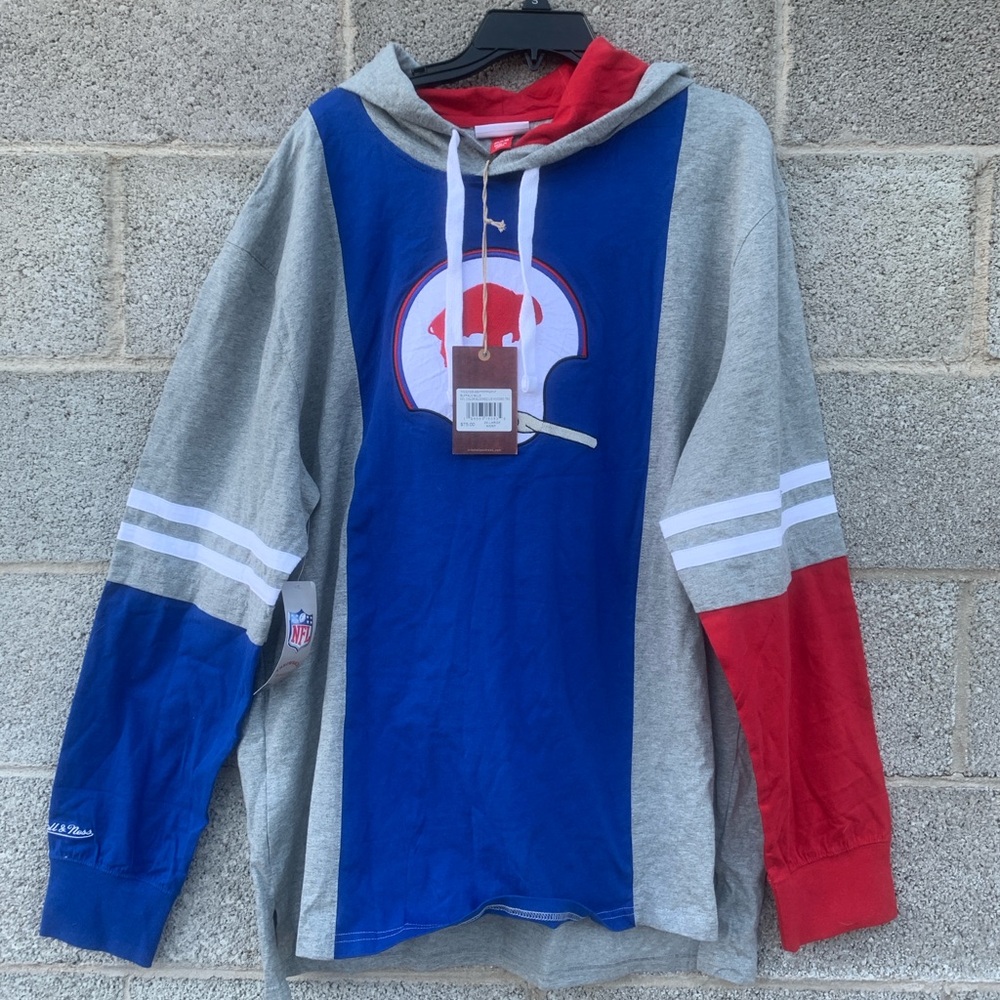 Buffalo Bills Mitchell & Ness NFL Hoodie Pullover Long Sleeve Shirt NWT 2XL